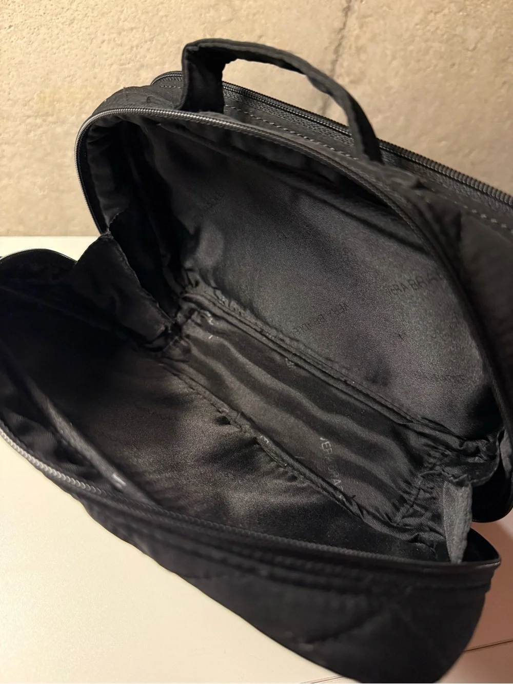 VERA BRADLEY Black Quilted Cosmetic Bag and Zip Pouch Set